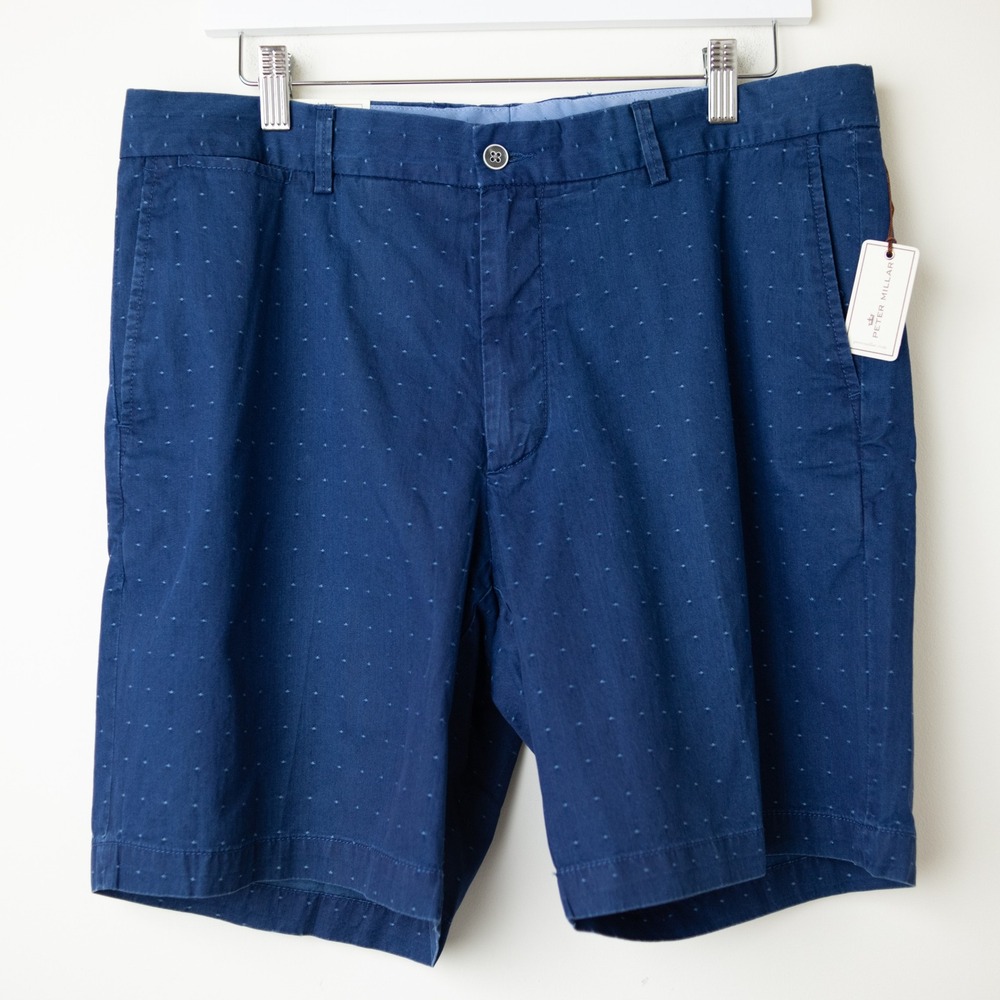Peter Millar Figure Eight Twill Shorts Mens 34 Navy Blue Golf Chino NWT MS18B17